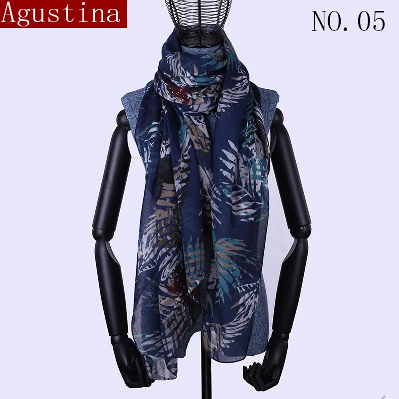 2018 Cotton Leaf branch scarf fashion Print headscarf luxury brand high quality womens long Floral Head women wraps stoles