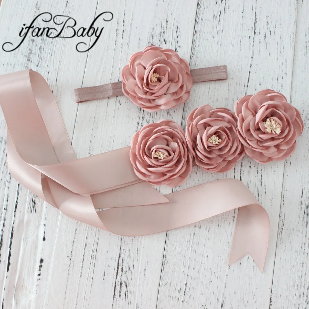 

Fashion women belt ,girl flower sash belt,wedding sash ,flower Sash belt matching burn fabric flower headband 1 SET