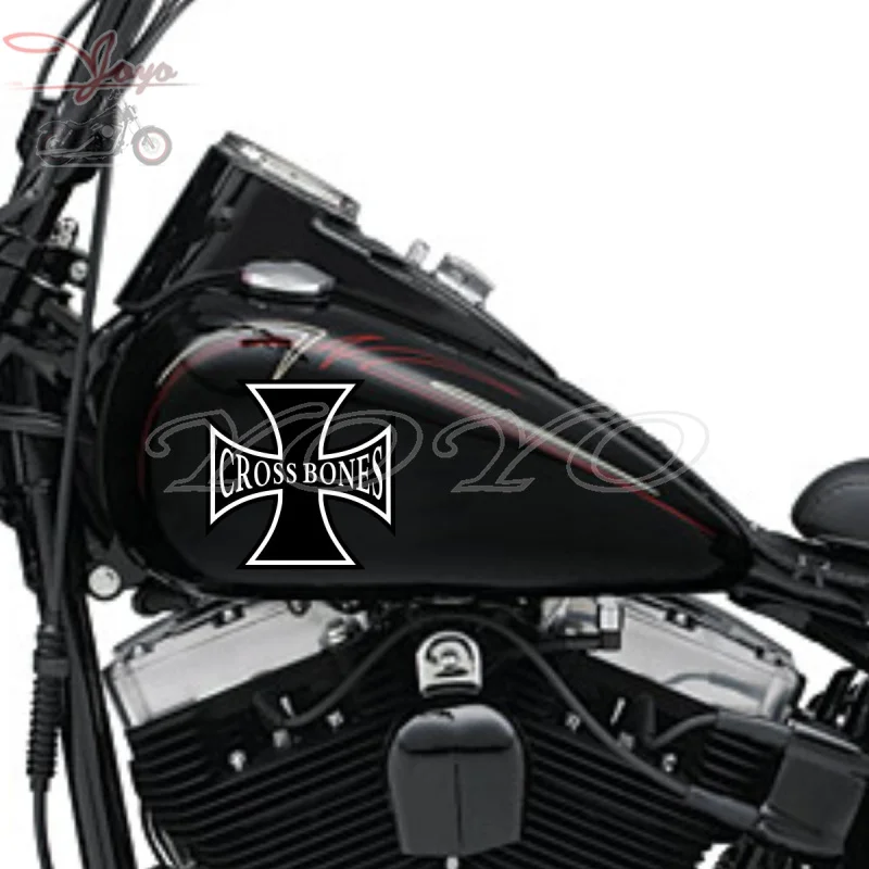 

Cross Decal Fairing Stickers Fuel Tank Decals Vinyl Sticker For Harley Softail FLSTSB Cross Bones