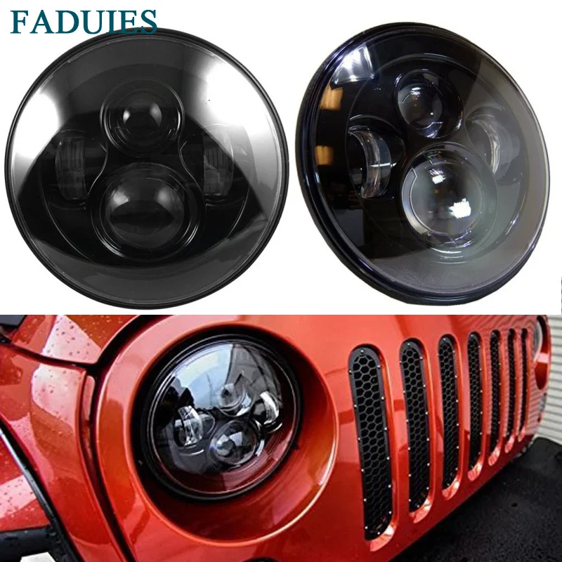 

FADUIES 1 Pair 7 inch Led headlight H4 Hight Low Beam For Jeep Wrangler 97-15 Hummer Toyota Defender 7" Round Headlight