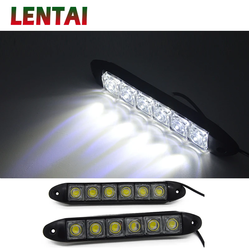 LENTAI For Renault megane 2 3 duster captur clio 4 Mazda 3 6 cx-5 Buick Lifan 1Set 6 LED Car Daytime Running Lights DRL Fog Lamp