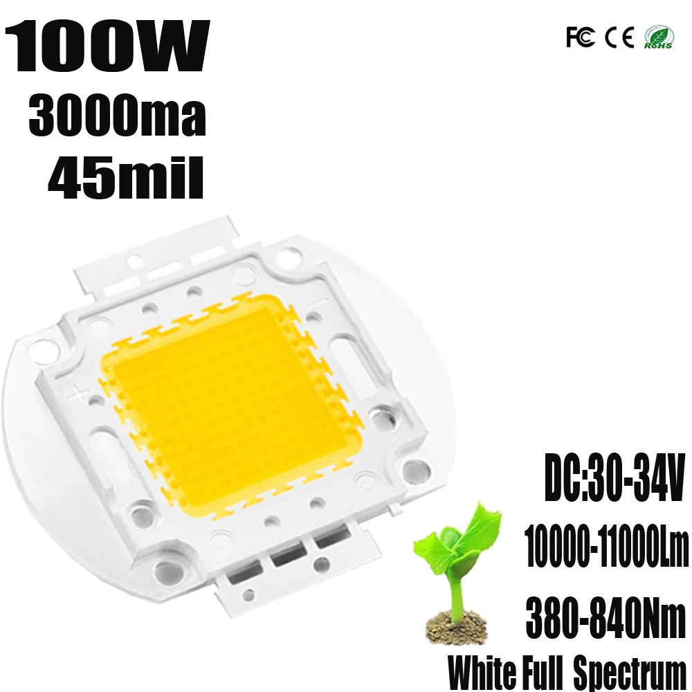 

100W High Power LED Chip Full Spectrum 380-840nm Grow LED DIY Aquarium Light For Great For Aquarium or Plant Grow Quickly