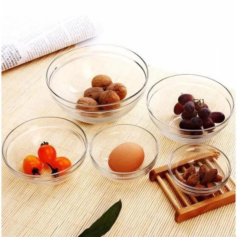 5pcs Glass Mixing Bowl Glass Bowl Set Retain Freshness Bowl with PP cover each