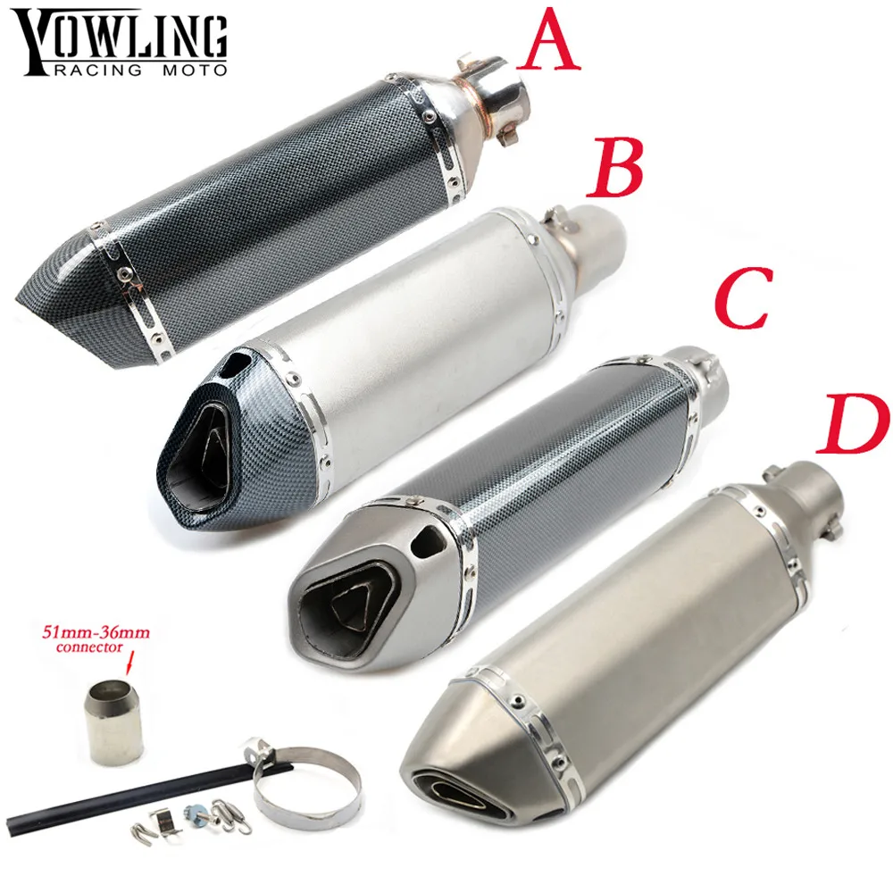 Motorcycle  51mm exhaust muffler pipe with db killer 36mm connector For Yamaha Fazer600  FZ6S FZ6N FJ-09 FJR 1300