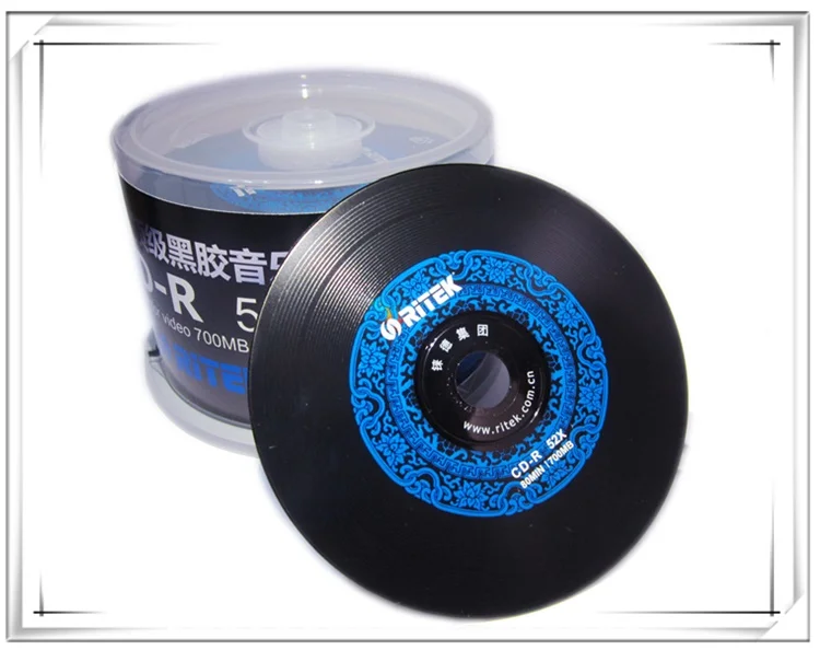 Wholesale 50 discs A+ Ri-brand Blank Printed 52x 700MB Black/Blue CD-R