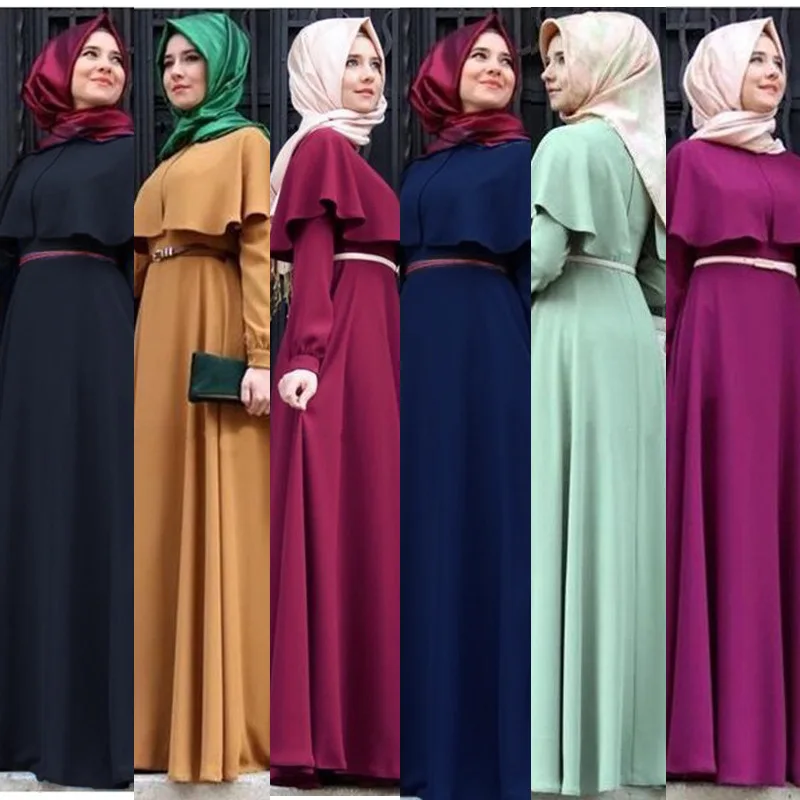 Vestido musulmán Abaya para mujer, moda islámica árabe, Hijab largo, ropa Simple negra, Abaya tradicional musulmana, 7 colores