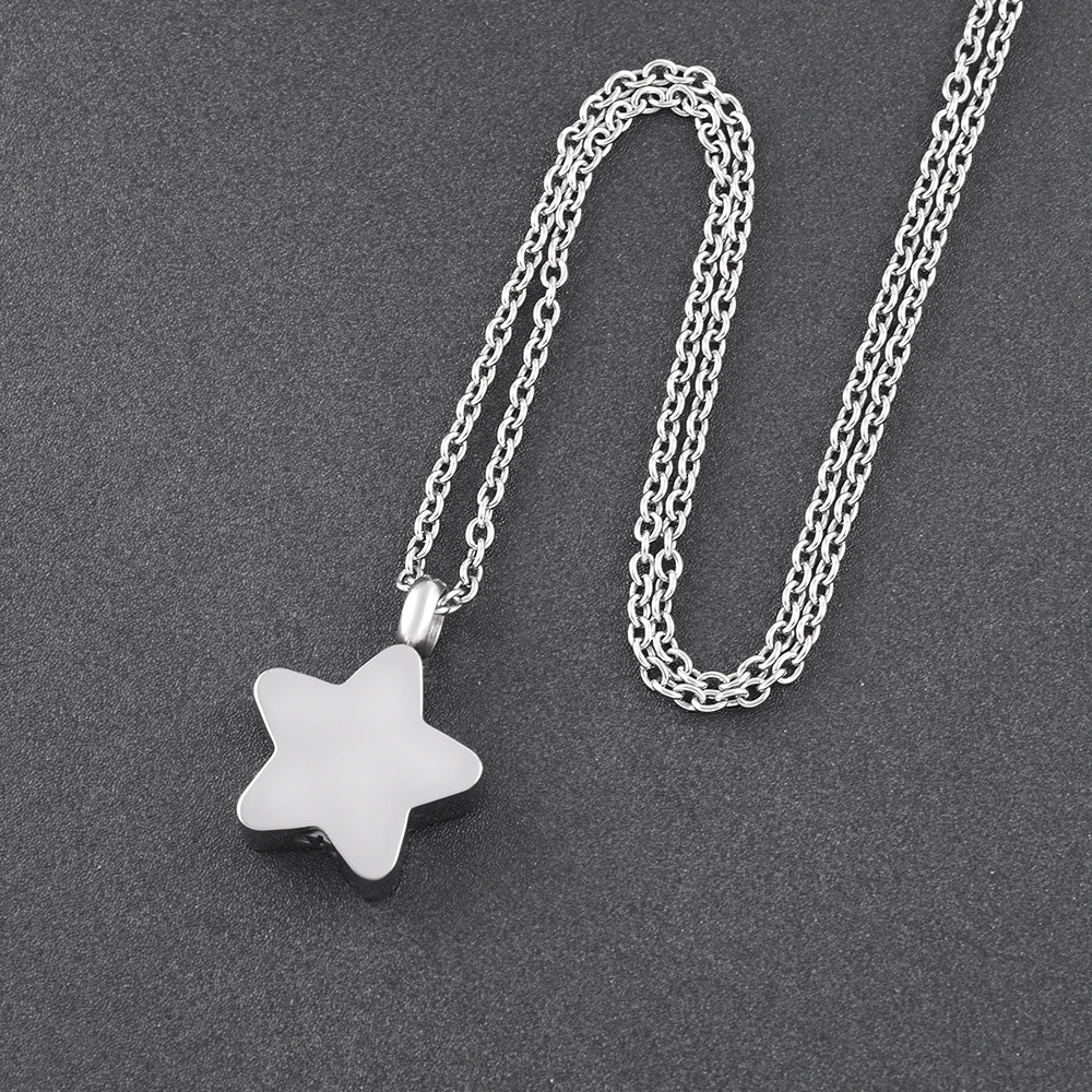 IJD9829 Cute Star Funeral Cremation Necklace Little Star Shape Stainless Steel Keepsake Urn Ashes Locket+Free Funnel!