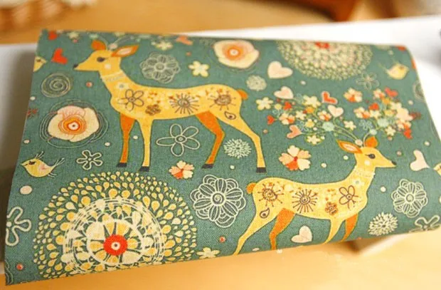 Vintage Brand Design 20x30cm pretty deer & cat cotton linen fabric -vintage DIY Zakka fabric