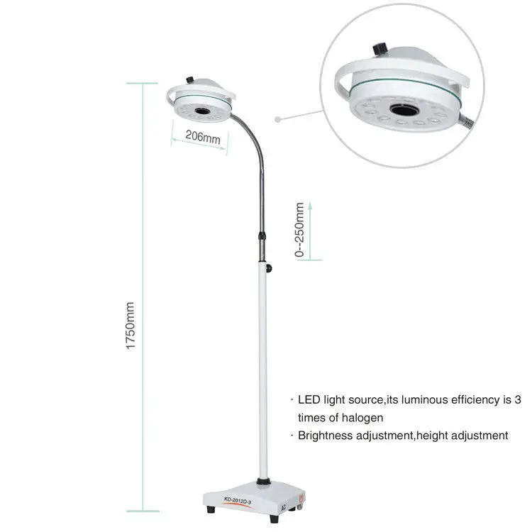 36W 12 LED Mobile Surgical Medical Exam Light AC Shadowless Lamp KD-2012D-3 CN Professional surgical light