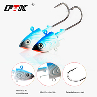 FTK 2PCS Jig Head Fishing Hook 40g 55g 80g Jigging Hook For Soft Shad Lure Sea Bait Lure Fishing Tackle