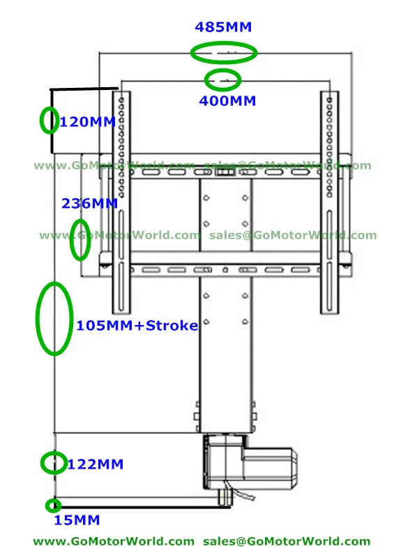 TV lift lifter motor TV lift stands system 700mm 28 inch stroke 110-240V AC input with remote and controller and mounting parts