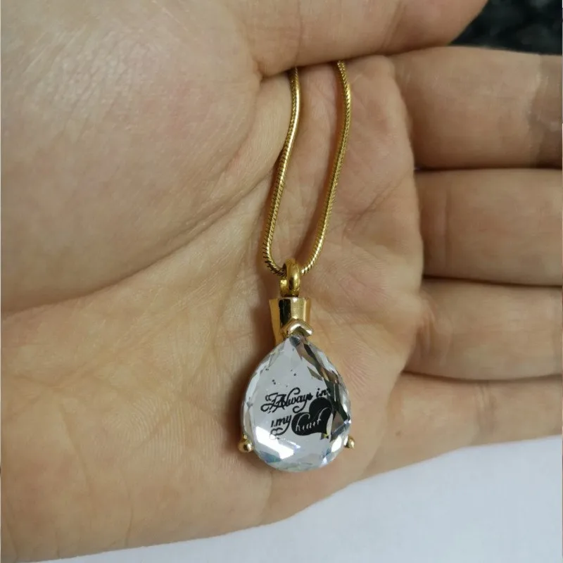 Women/Girl's Wearable Teardrop Memorial Cremation Ashes Urn Pendant Necklace Keepsake Jewelry