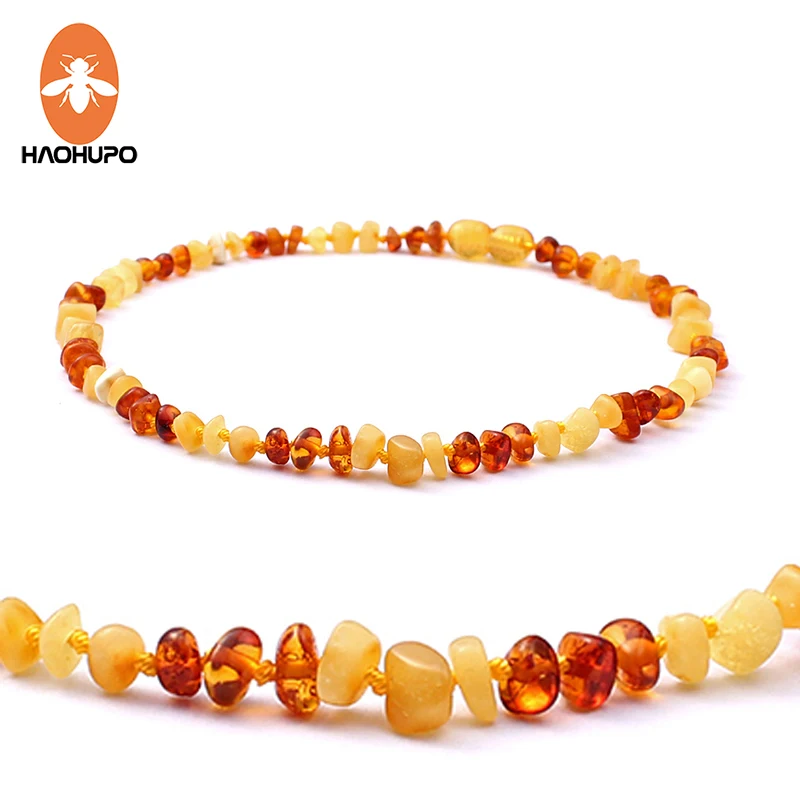 

HAOHUPO Nature Baltic Amber Necklace Teething Jewelry Natural Amber Stones with Jute Bag GIC Individually