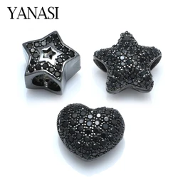 1PCS Black Heat Star Charm Beads Hollow Big Hole Accessories For Handmade Jewelry Making DIY Woman Man Bracelet Gift