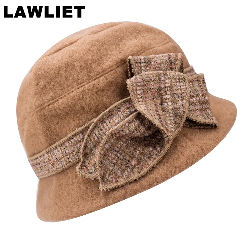 Warm and Soft Winter Women Church Hat with High quality Wool Felt Fedora Cloche Hat Cap A374