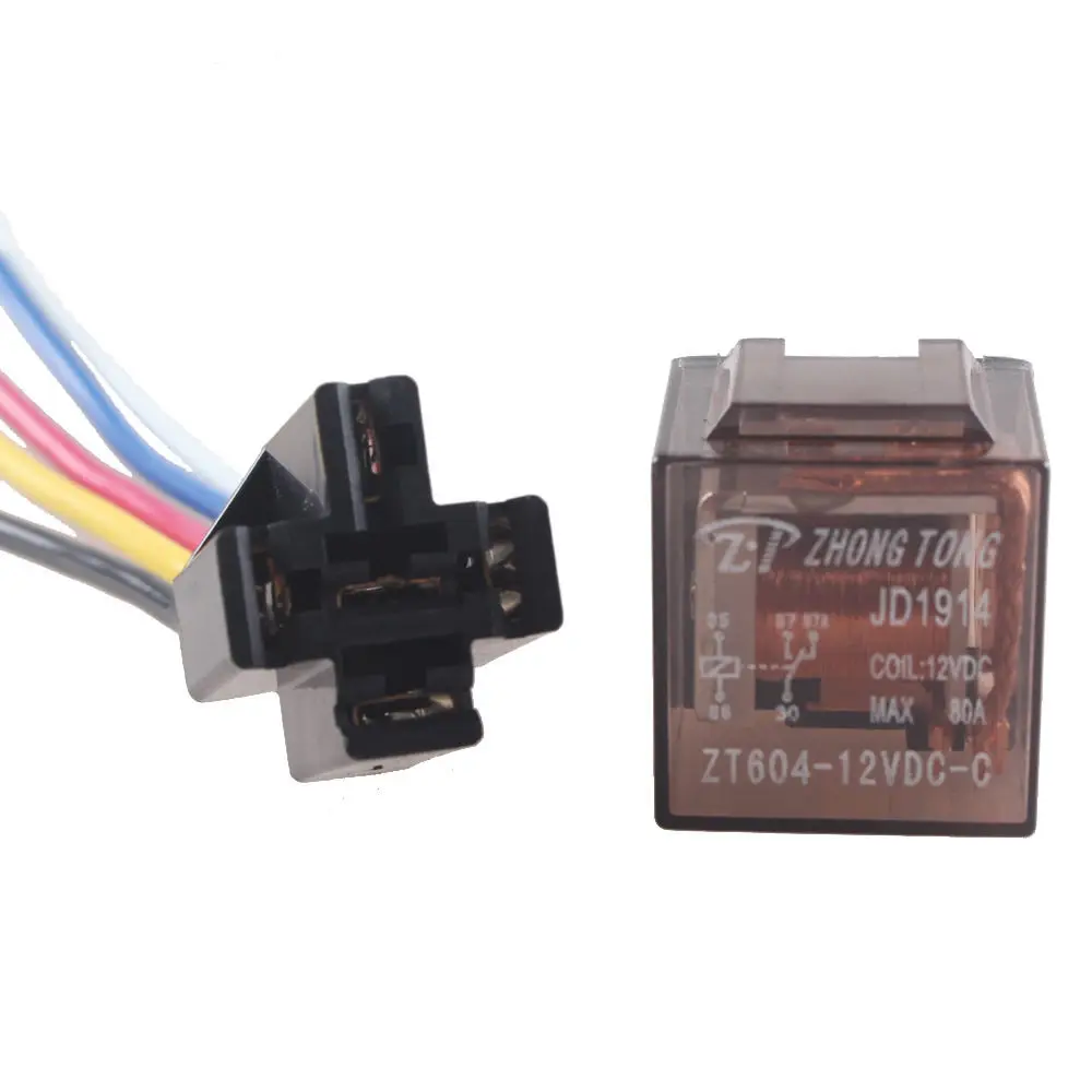 EE support DC 12V Volt 80A AMP Car Vehicle Transparent Relay & Socket SPDT 5Pin 5Wire