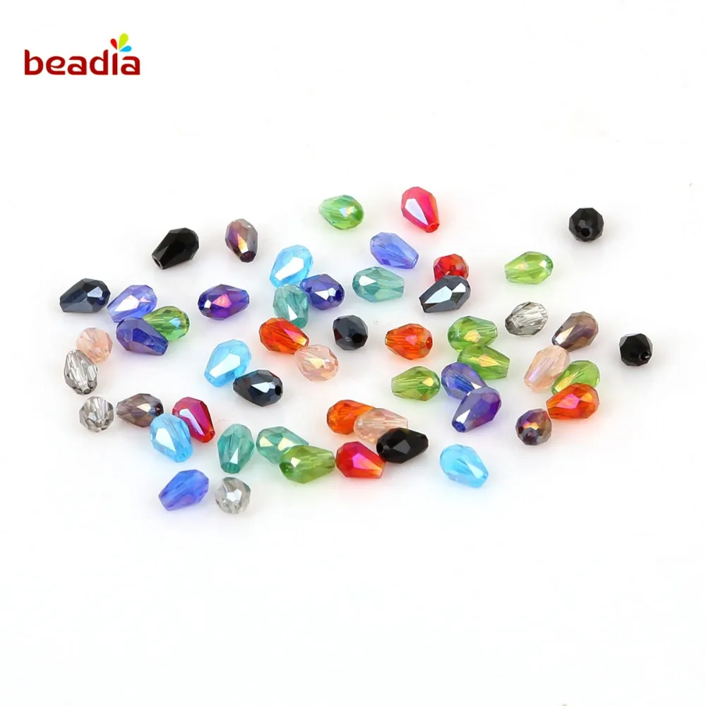90-100pcs 3x5mm Austria Teardrop Crystal Waterdrop Beads Loose Spacer Beads For DIY Jewelry Crafts Sewing Clothing Accessories