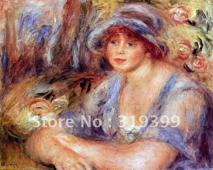 

Linen Canvas Oil Painting reproduction,andree in blue by pierre auguste renoir,Free DHL Shipping,100% handmade,museum quality