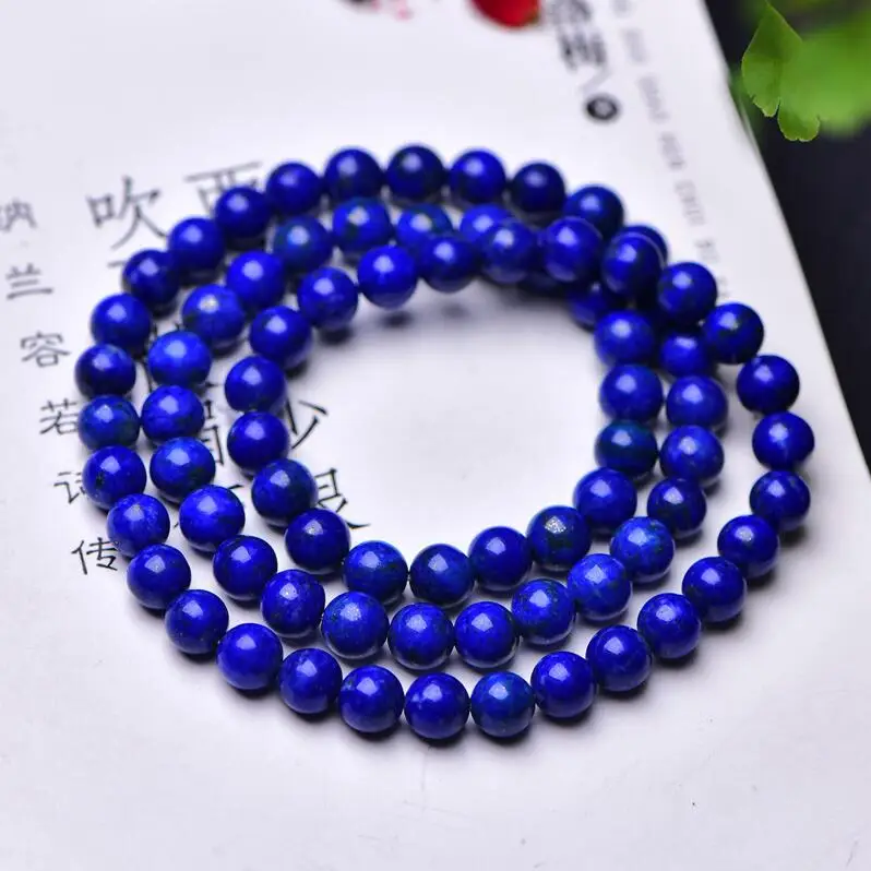 free shipping >>>>Natural Lapis Lazuli Royal Blue Gemstone 108 Prayer Beads Bracelet 8mm AAAA