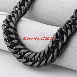 Granny Chic 9/11/13/16/20/22mm   Length Stainless Steel Necklace  BLACK Curb Cuban Chain Boy Men Fashion jewelry