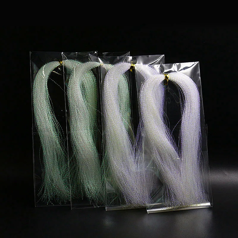 Total 1000strands 4packs set pearlescent / violet flash twisted tinsel Trout Bass streamer Sabaki lure baits fly tying materials