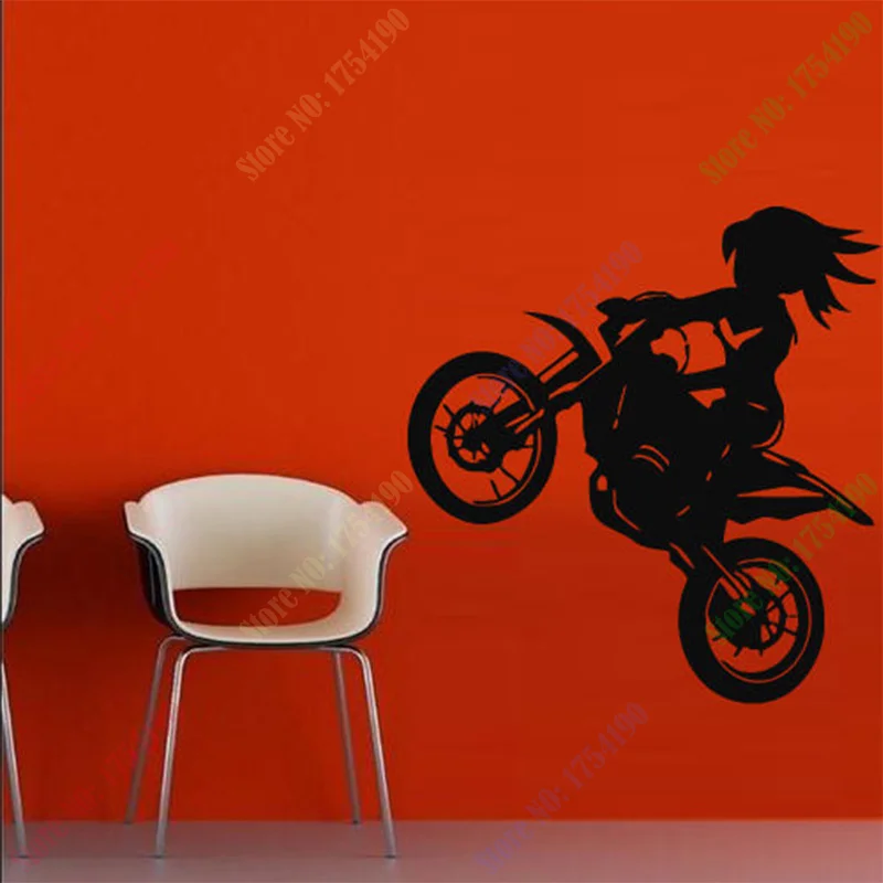 Free Shipping New Wall Decal Sticker Vinyl Decor Bedroom Tribal Dirt Bike Moto Motorcycle 22inX35in