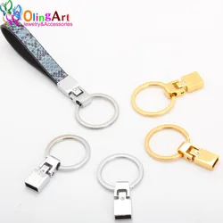 OlingArt 51mm 4PCS/lot Leather clasps silver color/Gold  color Inner diameter is 10*4MM DIY Key chain Jewelry