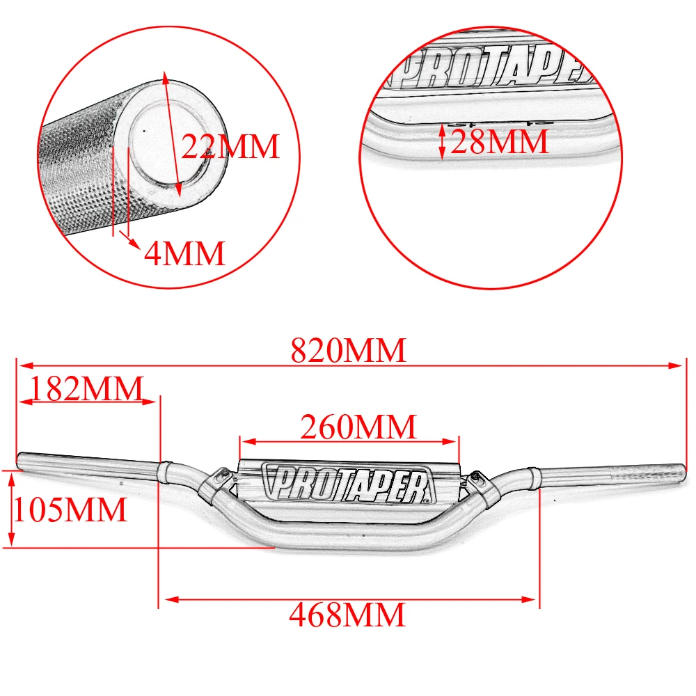 CNC Aluminum Motorcycle Steering wheel Drag Bar Handle 28mm1 1-/8\