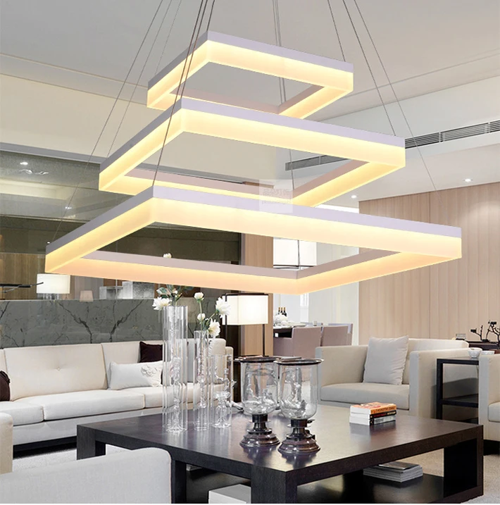 For restaurant foyer bedroom dinning living room Modern square chandelier LED pendant lamp hanging light fixture