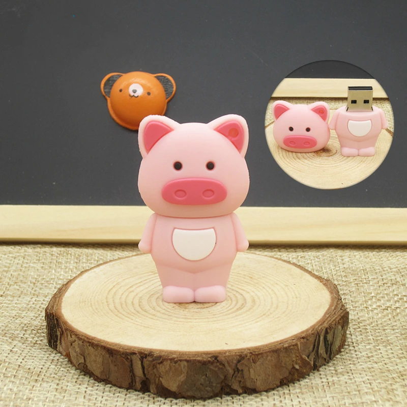 Hot Sale Cartoon Cute Pink Pig Pen drive USB Flash Drive Usb Stick Usb 2.0 64GB 8GB 16GB 32GB 4GB  U Disk High Quality  PenDrive