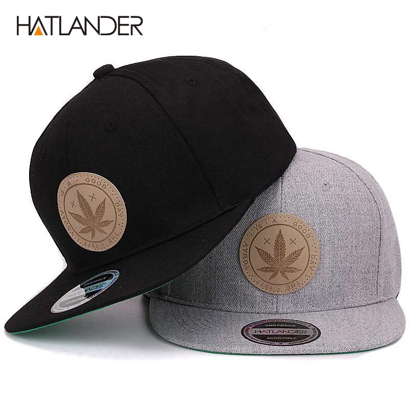 [HATLANDER]Maple solid cotton snapback caps women\'s flat brim hip hop cap outdoor baseball cap bone gorras mens caps and hats