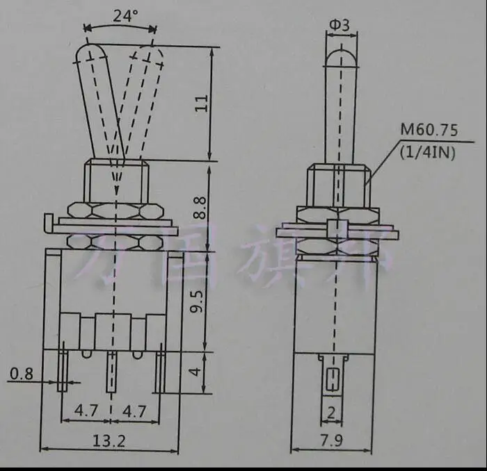 single-linkage 3P 3T 6A 125VAC toggle switch / rocker switch 103