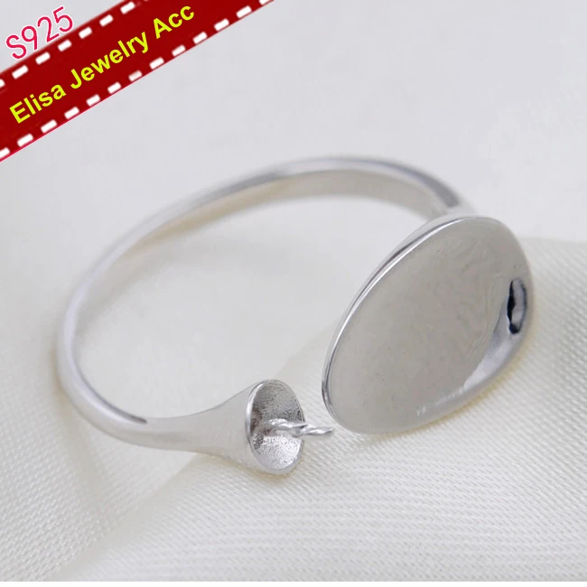 S925 Sterling Silver Open Adjustable Pearl Rings Settings Women DIY Pearl Rings Fittings Classic Rings Accessory 3Pcs/Lot