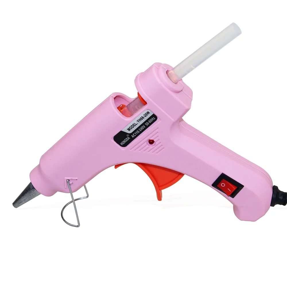 Pink Handy Professional High Temp Heater 20W Hot Glue Gun Repair Heat Tool With Hot Melt Glue Sticks