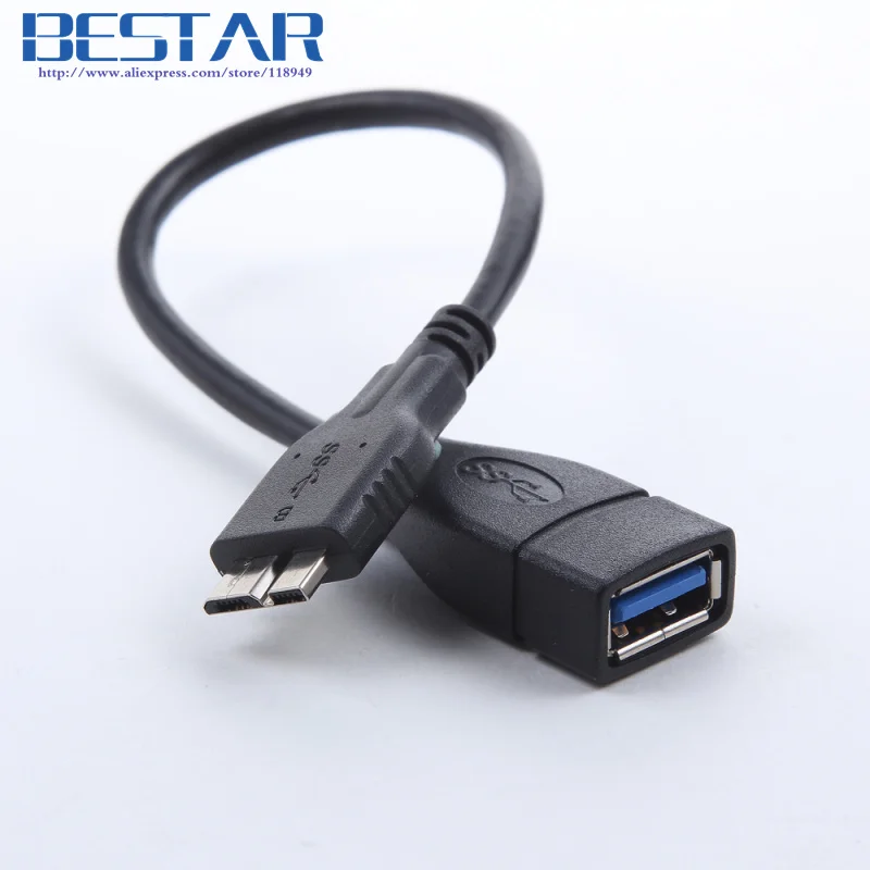 الأبيض والأسود مايكرو USB 3.0 9pin وتغ المضيف قرص فلاش كيبل 20 سنتيمتر USB3.0 USB 3.0 وتغ كابل AF إلى مايكرو B