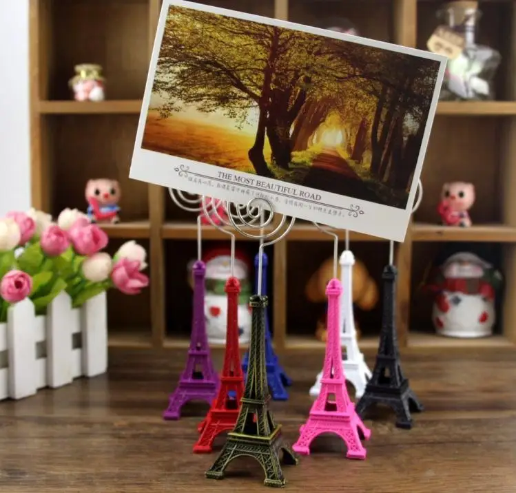 

Sale Eiffel Tower Business Card Files Badge Card Holder Wholesale for Gift Crafts Photo Clip Note Folder Memo Holder SN1901