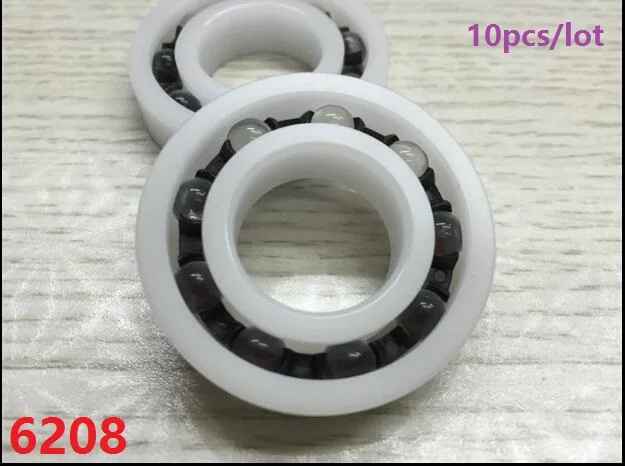 

10pcs/lot 6208 POM bearing Plastic ball bearings 40x80x18 mm with Glass balls Nylon Cage deep groove 40*80*18