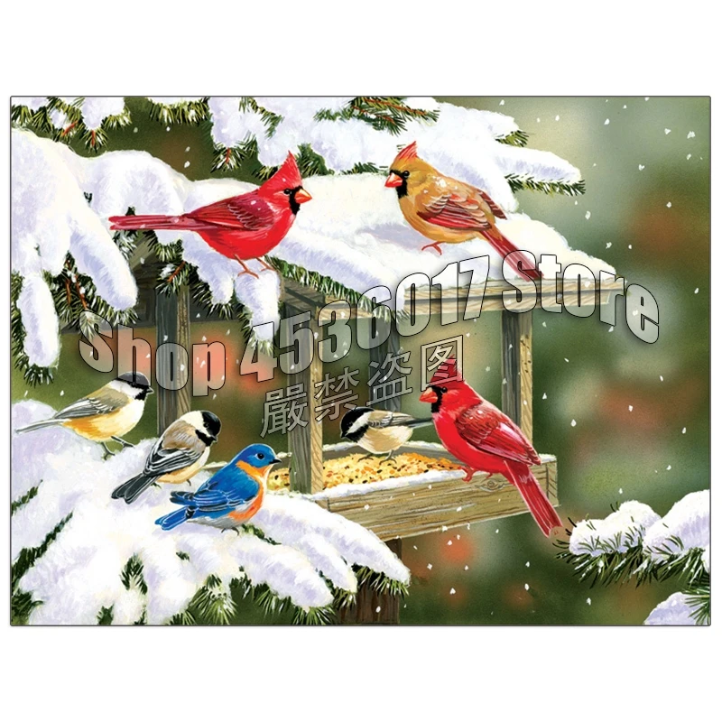 

DIY Diamond Embroidery Winter Snacks Cross Stitch Mosaic Diamond Painting Birds Pattern Full Square Rhinestone Home Decor Gift