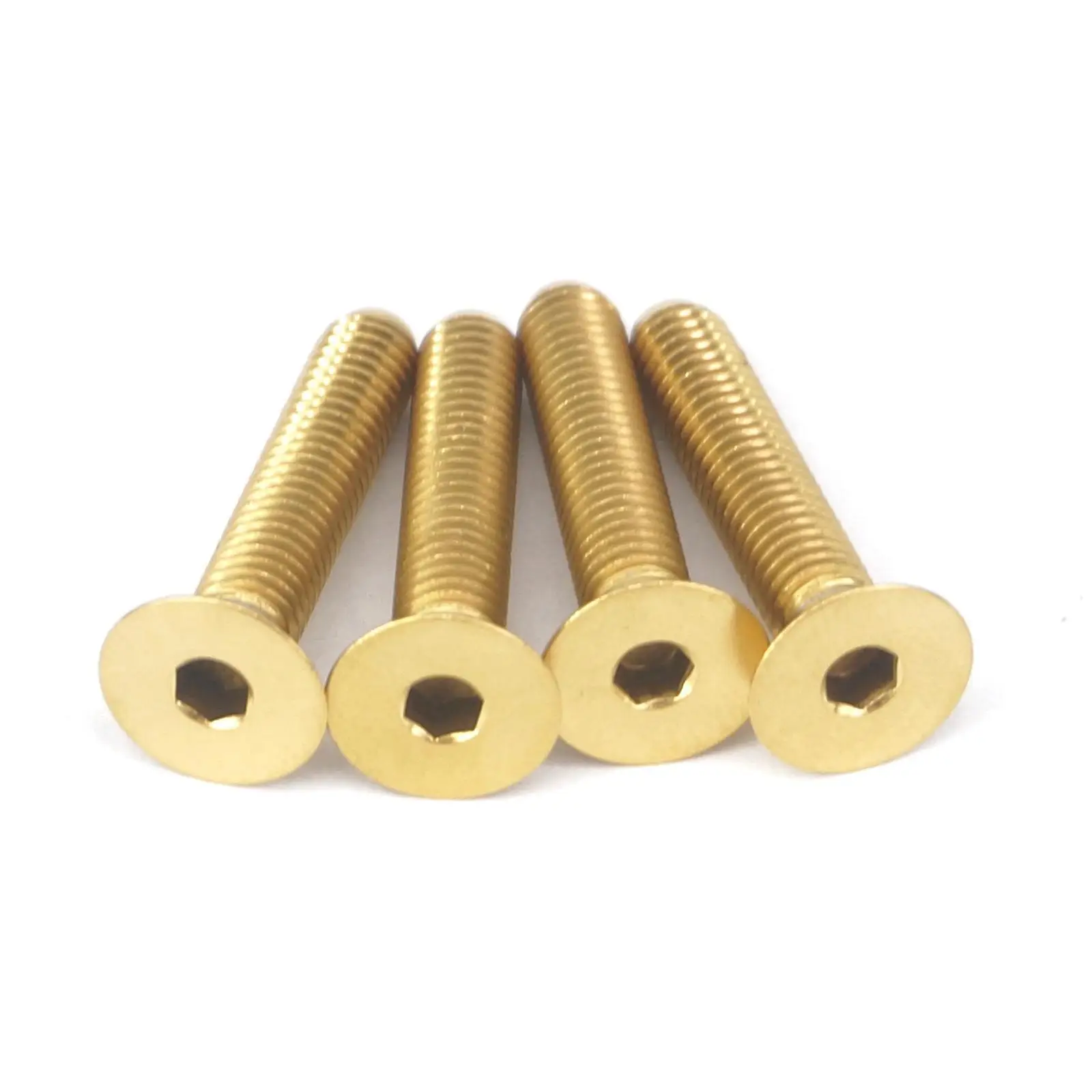 4 PCS M5 x 25mm Golden GR5 Titanium Hex Allen Socket Countersunk Screws Bolts For Bicycle Stem Headset Top Cap