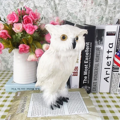

simulation cute white owl 23x14x11cm model polyethylene&furs bird model home decoration props ,model gift d669