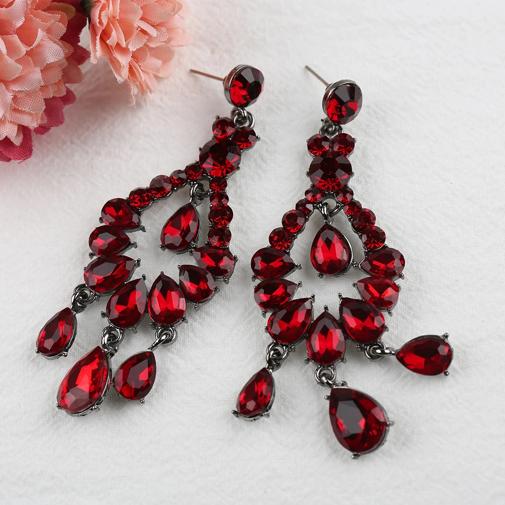 VEYO Brand Big Crystal Drop Earrings for Women Statement Jewelry For Wedding Trendy Long Pendant Luxury Dangle Earrings