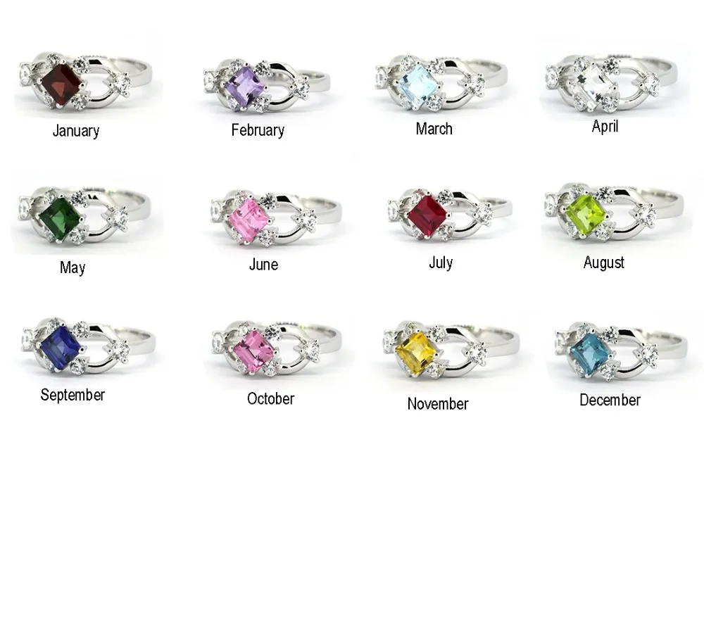 

Wellmade Solid 925Sterling Silver Birthstone Infinity Ring