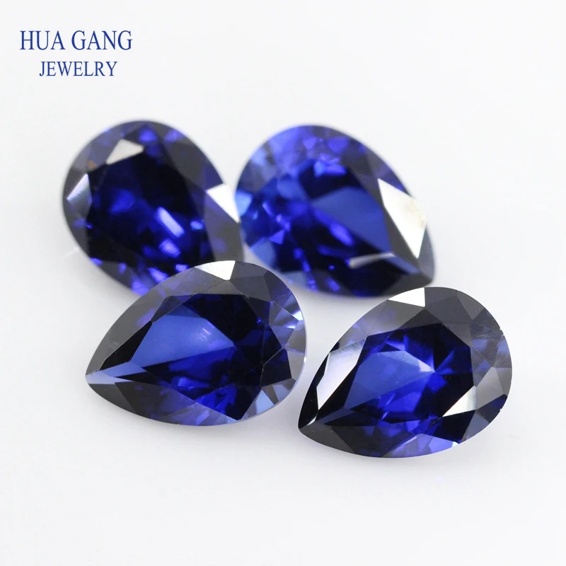 34# Sapphire Gems Stone 2x3~15x20mm Pear Cut Blue Stone Synthetic Corundum Gems Stone For jewelry Wholesale image 5