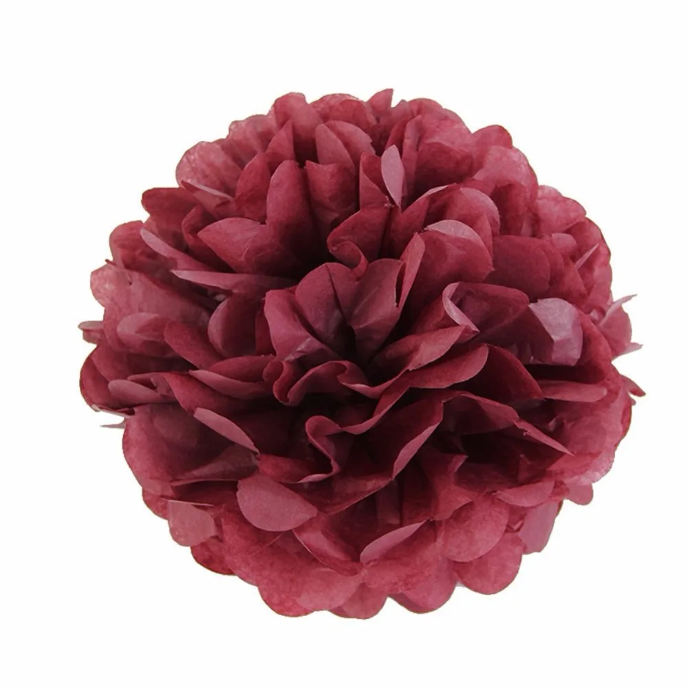 Big Burgundy Color Tissue Paper Pom Poms DIY Paper Flower BBQ Decoration Halloween Themed Tea Party Favor 10 pieces per lot