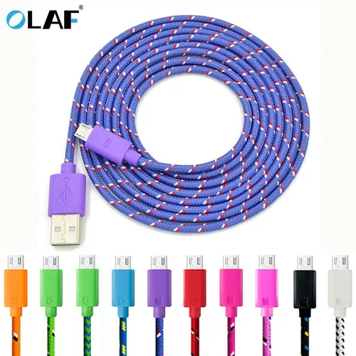 OLAF-마이크로 USB 고속 충전 케이블, 1M/2M/3M, 휴대폰 USB 충전기 어댑터 코드, 삼성, 화웨이, 샤오미용 데이터 동기화 케이블 