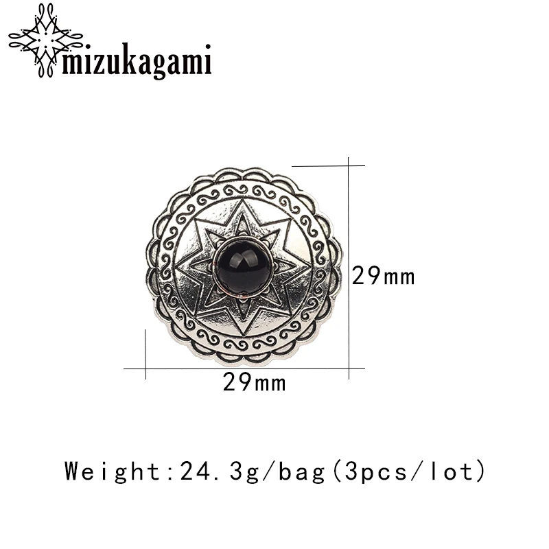 29mm 3pcs/lot Zinc Alloy Button Retro  Round Star Decorative Buttons Charms For DIY Jewelry Finding Accessories