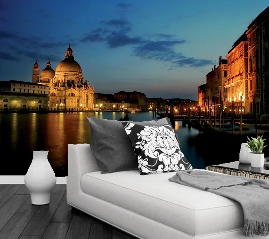 

Custom scenery mural,Italy Night Canal city wallpapers,hotel room restaurant bar living room tv wall bedroom 3d wallpaper