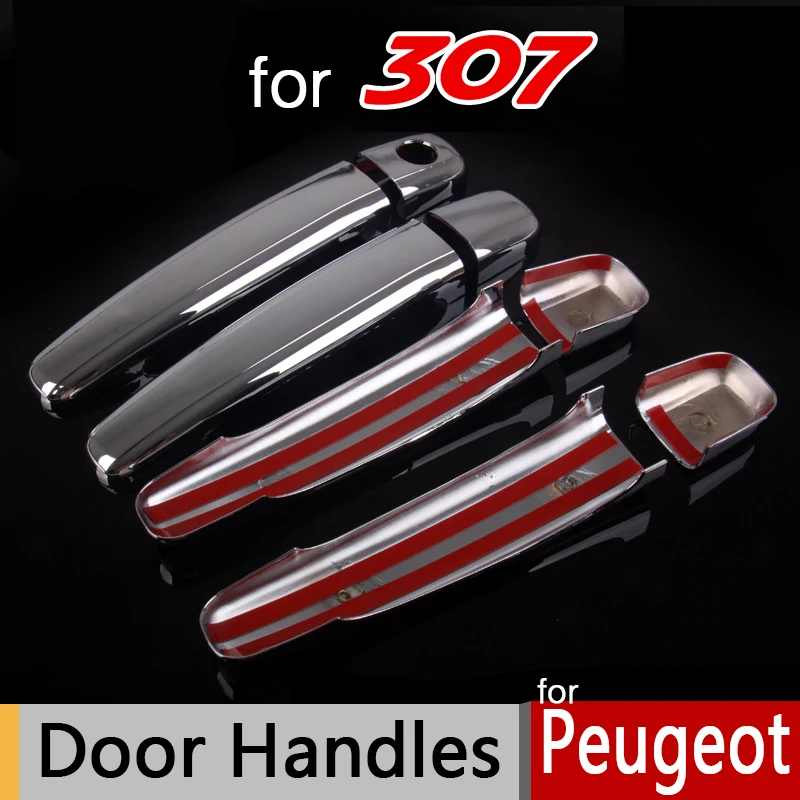 for Peugeot 307 307sw 307cc Accessories Chrome Trim Chromium Styling Door Handles Cover Sticker Exterior Decoration Car Styling