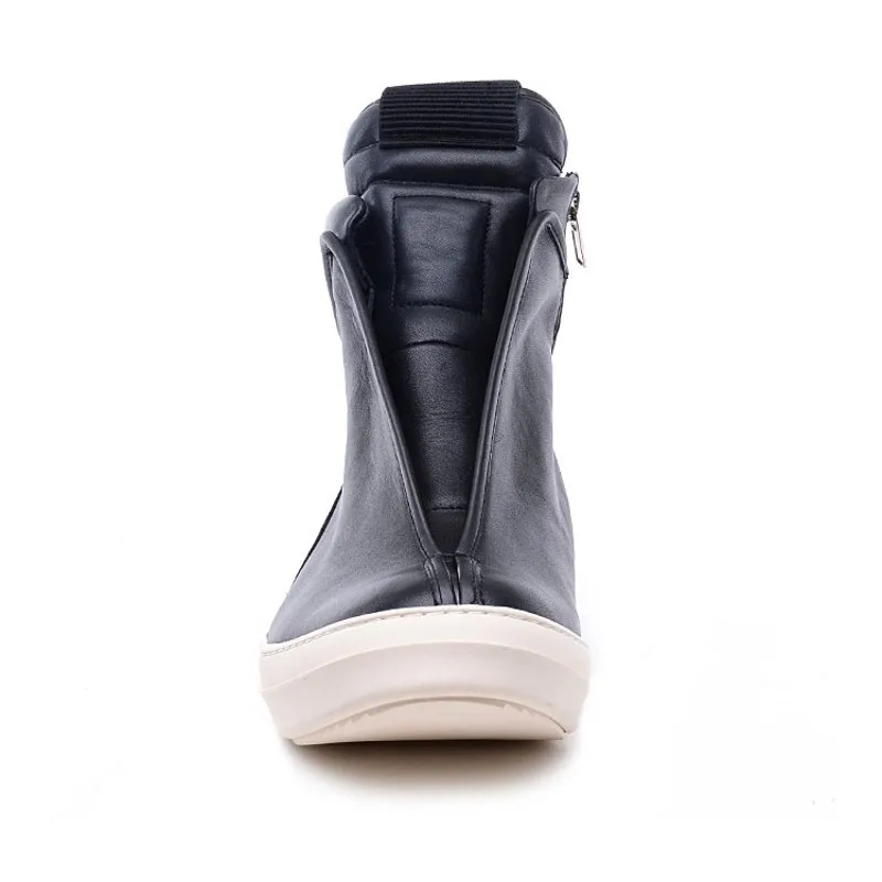 Men Shoes High-Top Ankle Luxury Trainers Sneakers Genuine Leather Men Boots Fashion Black Street Hip Hop Shoes Designer Boots