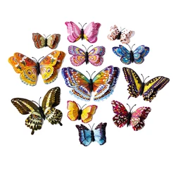 12Pcs 3D Luminous Double Wings Butterfly Sticker Art Decals Home Decor PVC Wall Mural Stickers DIY Christmas Wedding Decoration